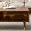 Table basse à porte en verre avec noyer et laiton