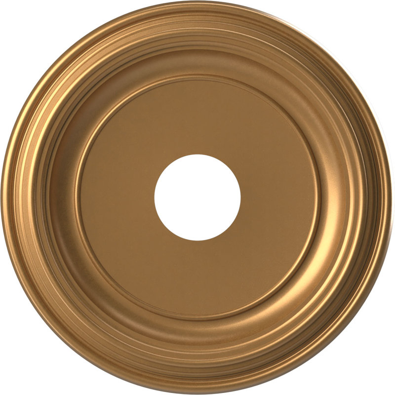 Traditional Traditional Thermoformed PVC Ceiling Medallion, 13" H x 13" W x 1.25" D, Bright Coat Gold