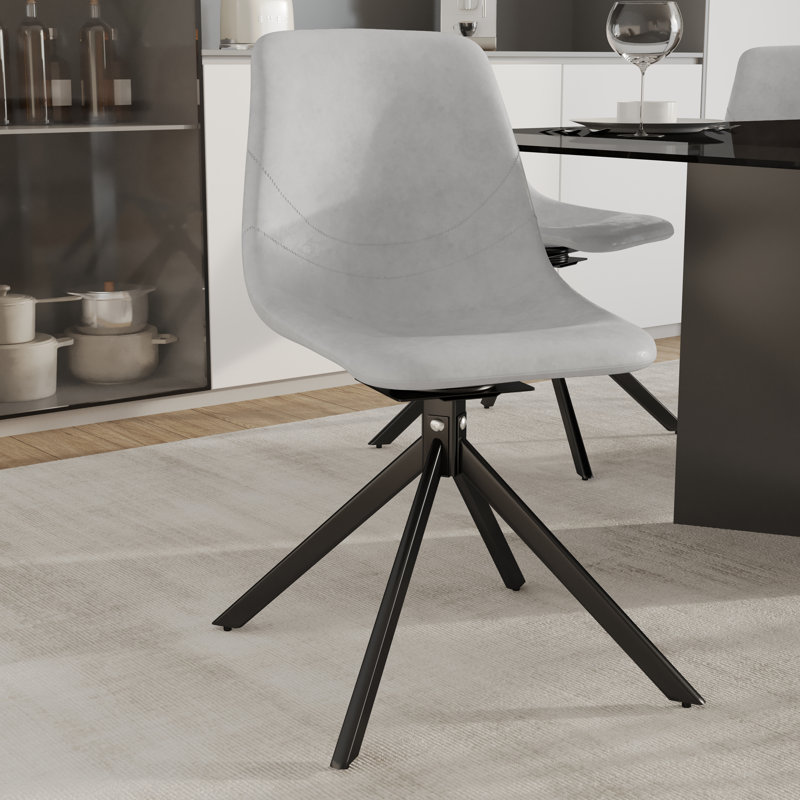 Matthew Leather Dining Side Chair With 360-Degree Swivel And Powder-Coated Iron Legs Matthew Collection, Green, 1