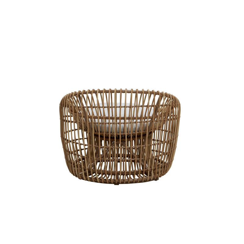 Nest Patio Chair with Cushions, Natural, Light Gray