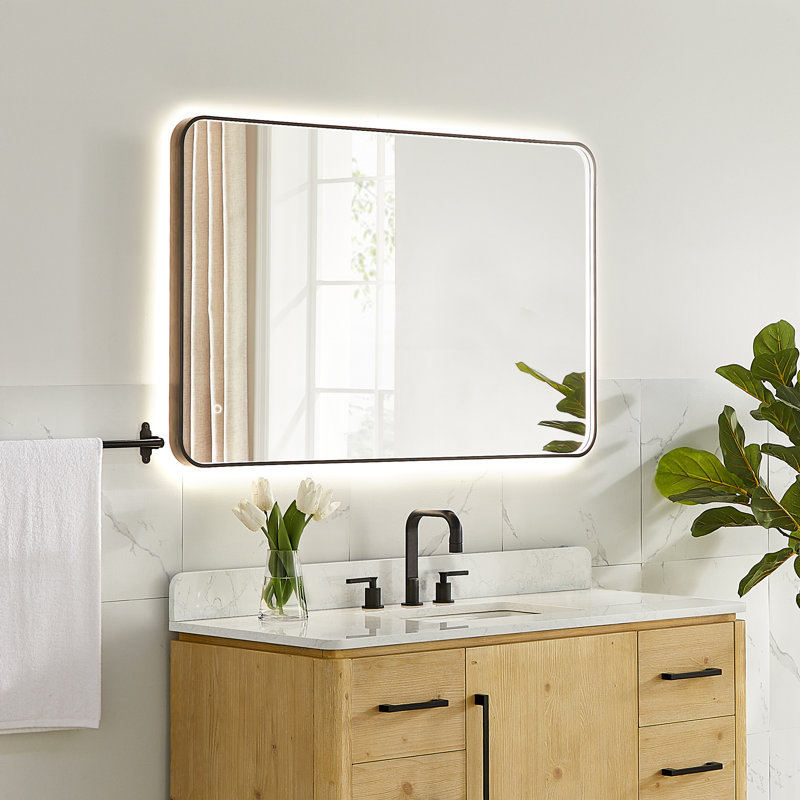 Miroir de salle de bain Digo, 30 po x 48 po, Noir mat