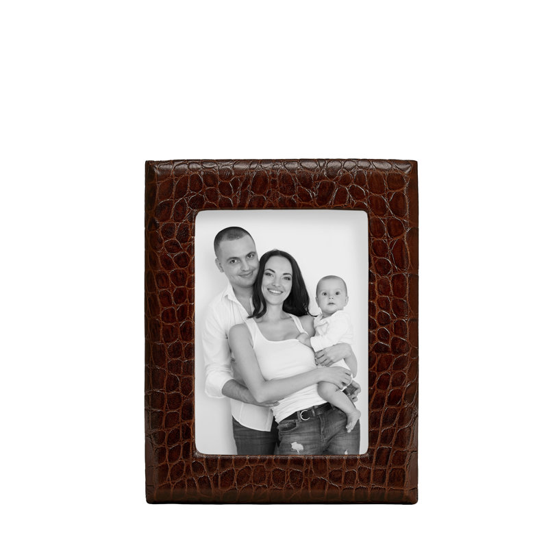 Leather Picture Frame, 5" W x 7" H, Brown Croc