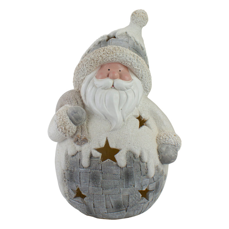 Décoration de table de Noël 21 po blanche et grise à DEL 21 po