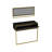 Modern Glam Sideboard with Mirror, Gold & Black, 35.4 x 30.2 x 15.2 inches | 100% Melamine Coated Particle Board, Metal Legs | Multiple Shelves, Wall-Mountable, Stylish Marble Pattern, Perfect for Storage & Decor
