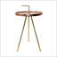 Table d'appoint en bois d'acacia avec pieds en acier à trépied, design moderne Mid-Century, durable et élégant pour tout espace de vie