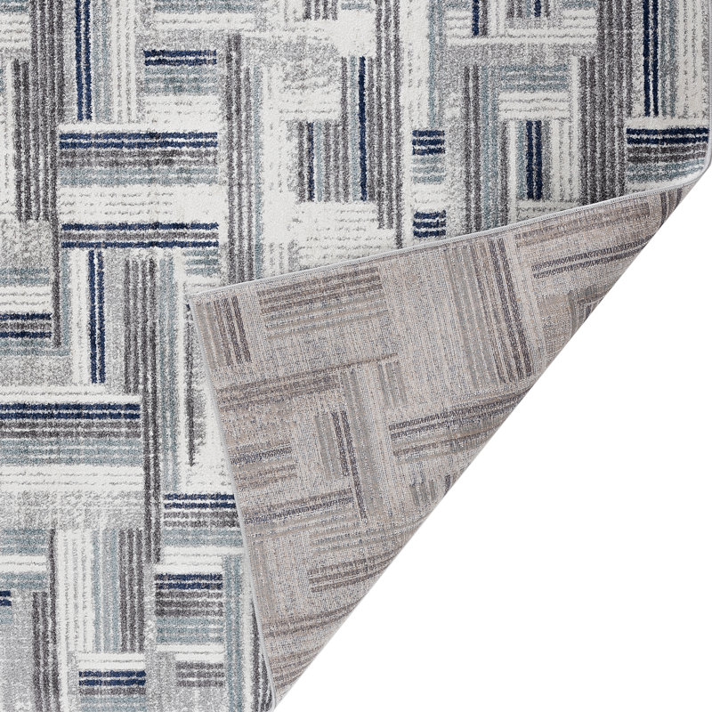 Tapis bleu / gris Bellicent, Rectangle 5 pi x 7 pi