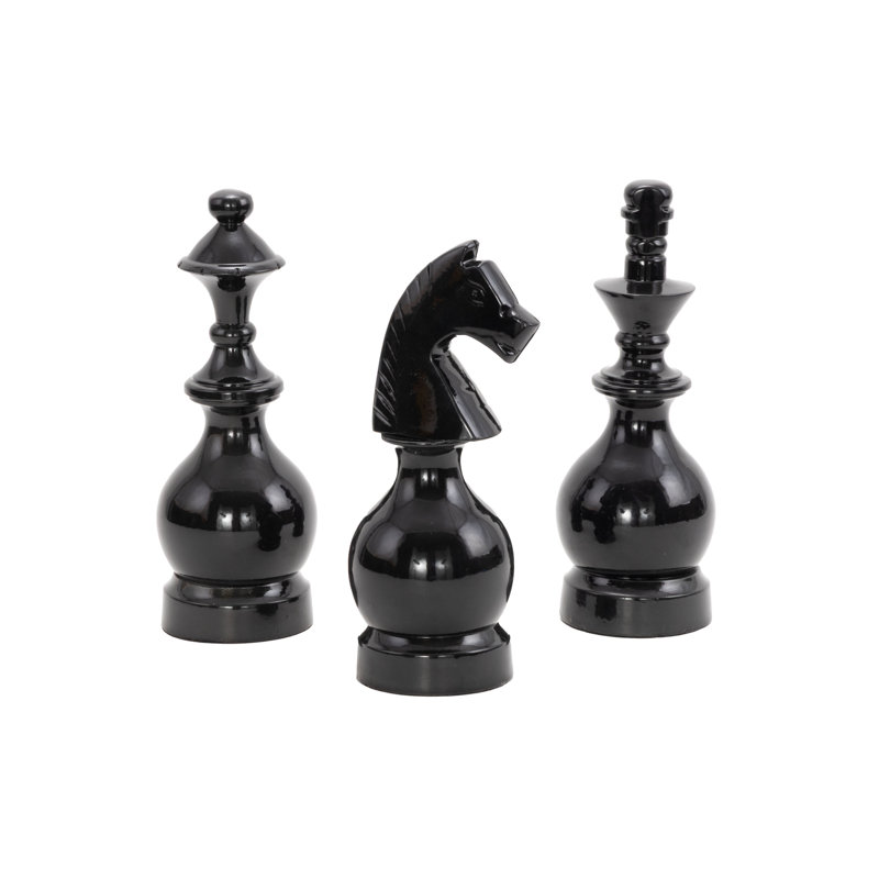 Ensemble de sculpture 3 pièces Bollen Bishop Chess, H 8,8 po x l 3,05 po x P 3,05 po, gris