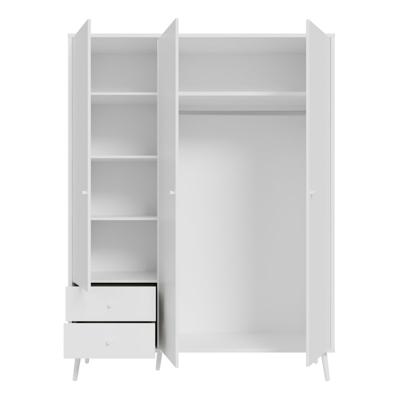 HARLLSON 3 Door Manufactured Wood Wardrobe, White