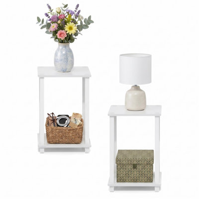  Simplistic Small End Table Set of 2 White White Modern Minimalist Accent Tables