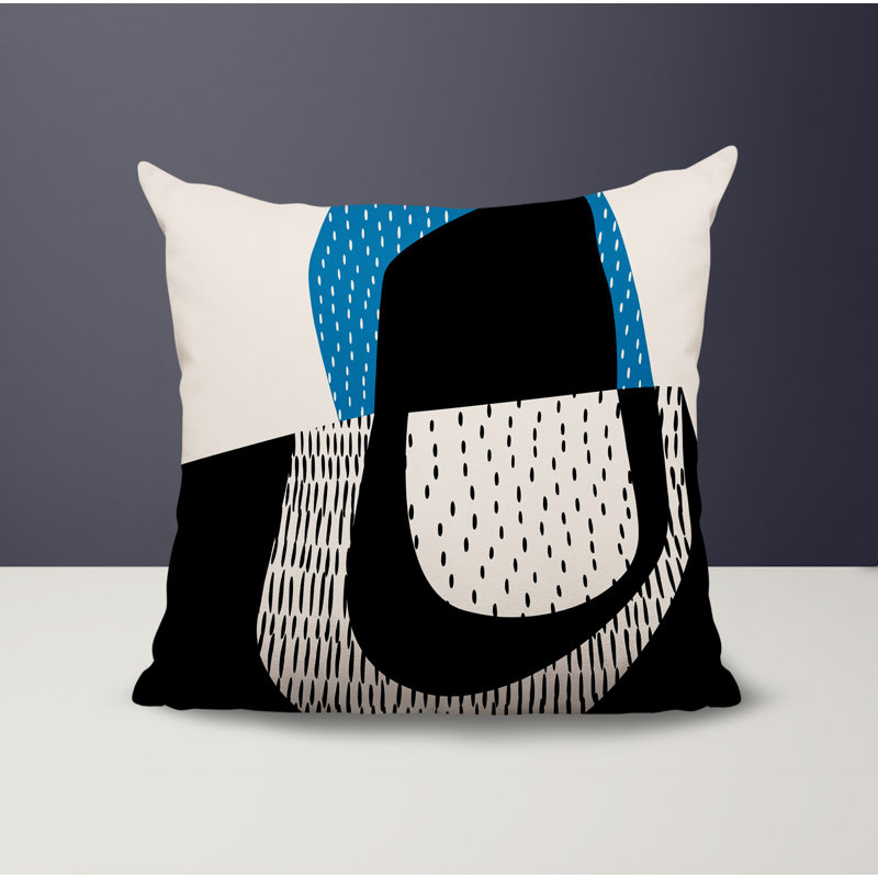 Coussin carré intérieur / extérieur pia, H 17 po x l 17 po, Turquoise/Black/Off-White