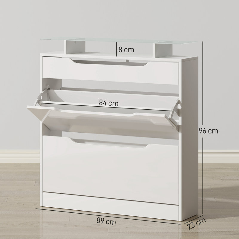 16 Pair Shoe Storage Cabinet, High Gloss