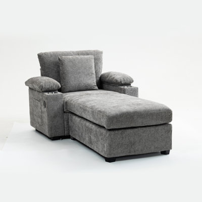 Chaise moderne avec lit en chenille, ports de charge et accoudoir à abaissement lent pour la décoration de type appartement confortable, poches de rangement