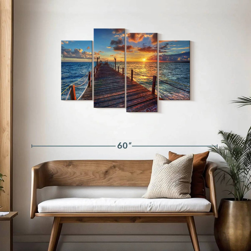 Quai au coucher du soleil, H 27 po x l 43 po