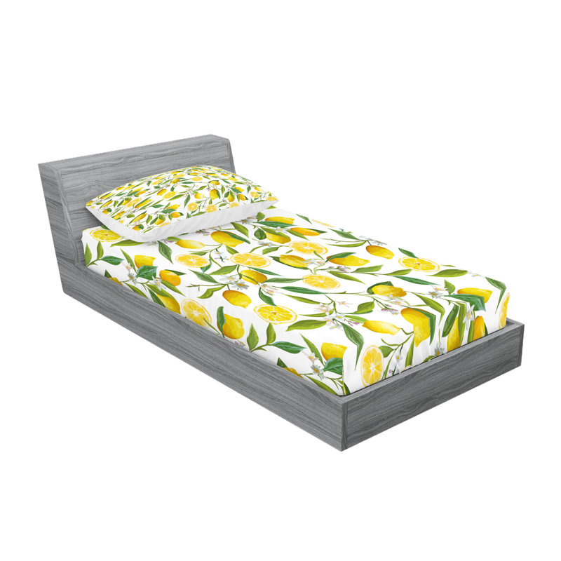 Ensemble de draps et taies décoratives de cuisine Ambesonne, vert fougère, jaune, blanc
