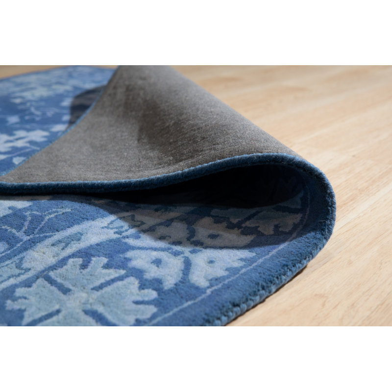 Tapis traditionnel bleu céline en laine touffeté à la main Céline, Rectangle de 5 pi x 8 pi