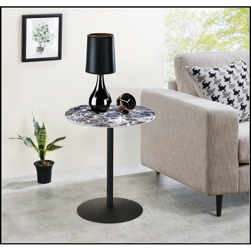 Table de bout de 17,5 pouces de large avec plateau texturé en marbre noir, parfaite pour ajouter élégance et fonctionnalité à n'importe quelle pièce