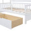 Lit en bois avec 2 tiroirs, lit pour enfant avec tablette de rangement, blanc-1538483472
