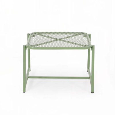 Patio Side Table with Metal Frame,Rectangular Top