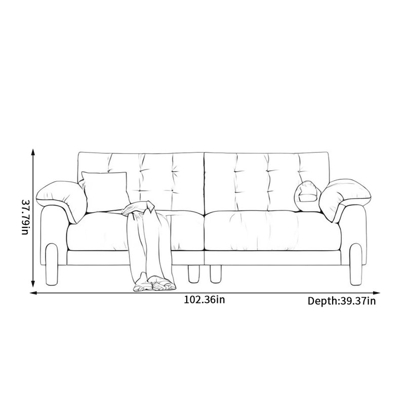 Canapé moderne et confortable en tissu, 4, H 37,79 po x l 110,23 po x P 39,37 po