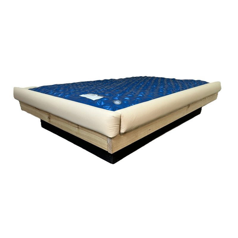 Ensemble de 3 pièces en similicuir rembourré pour lit à eau avec passe-tringle 4,5 pouces JUMBO, Simple, Similicuir ivoire