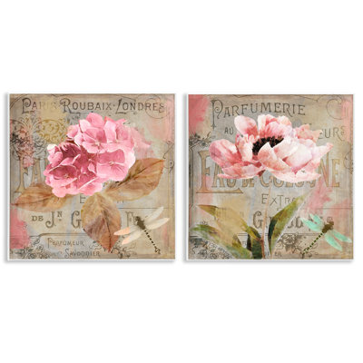 Ensemble de 2 plaques murales Vintage Collage French Florals, design par Sasha