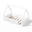 Lit cabane deux places, lit en bois avec cadre de toit, barrières de sécurité et panneaux rainurés, blanc-1880655561-1880655558