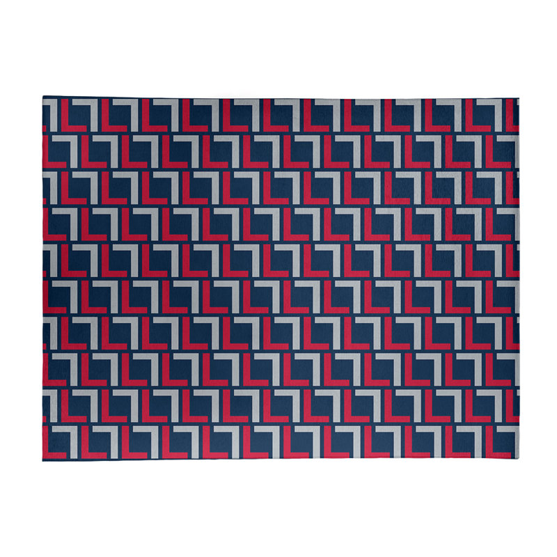 Tapis géométrique gris clair / rouge / bleu marine, Rectangle 8 pi x 10 pi