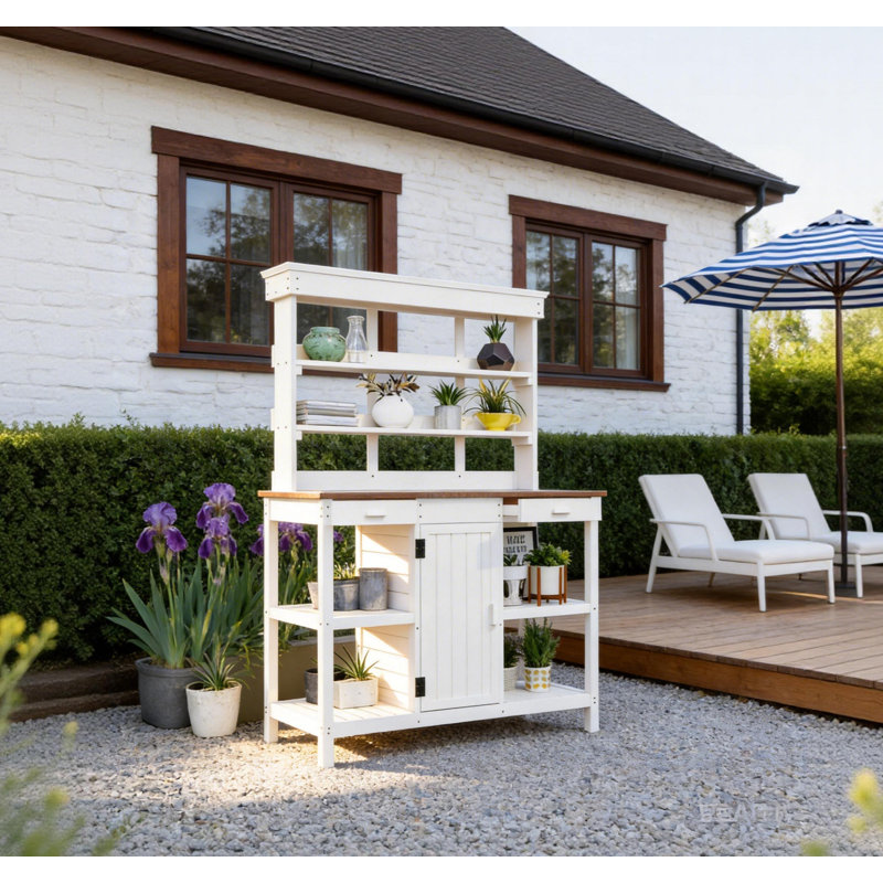 Table de rangement pour l'extérieur, Blanc