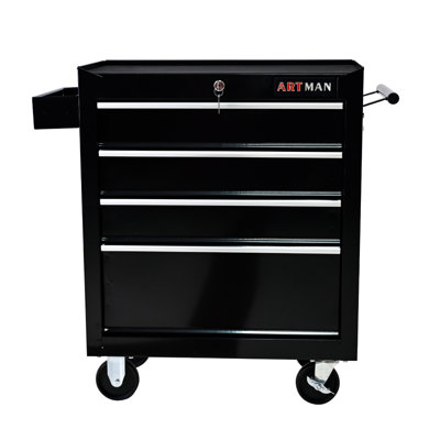 Rolling Tool Chest, 4 Drawer Tool Box With Wheels, Heavy Duty Industrial Service Cart Storage Organizer With Locking System, Rolling Tool Box Organizer Tool Case For Garage, Repair Shopblack