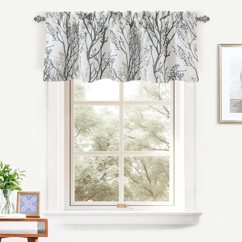Floral Scalloped 52'' W Window Valance in, Gray, 52" W x 24" L