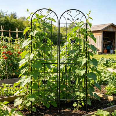 Ensemble de 2 treillis de jardin en métal 85 po x 19 po - Treillis d'extérieur robuste pour plantes grimpantes antirouille