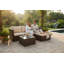 Hampus 3 Seater Rattan Brown/Beige Garden Sofa Set With Large Stool And Coffee Table