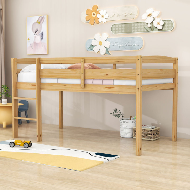 Earther Kids Twin Loft Bed, Walnut