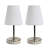 Amandev Simple Designs Sand Nickel Mini Basic Table Lamp with Tapered Fabric Shade-727904198