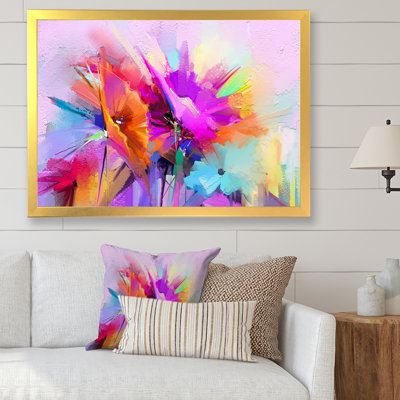 Abstract Paintbrush Spring Flower Bouquet XI - Traditional Canvas Art Print