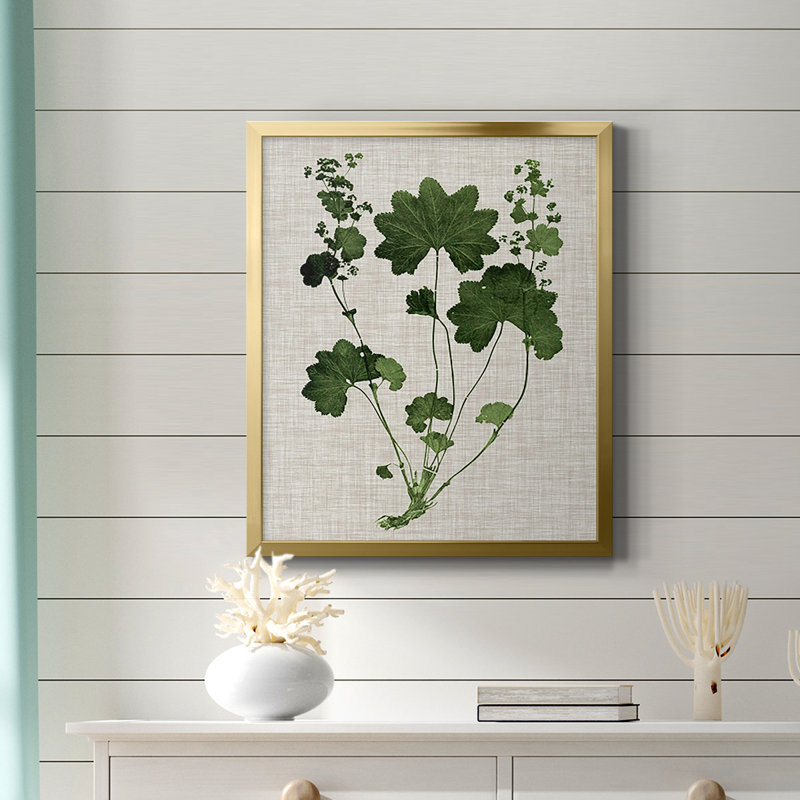Toile encadrée de qualité supérieure «Forest Foliage on Linen IV» - prête à être accrochée, H 24 po x l 20 po, Or