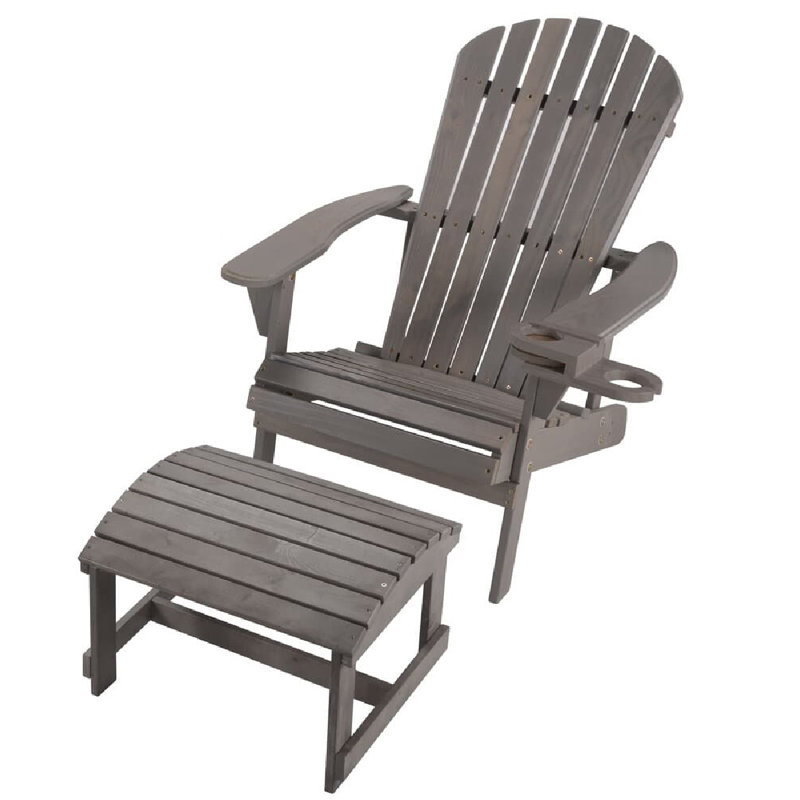 Artiana Pine Outdoor Adirondack Chair, Dark Gray