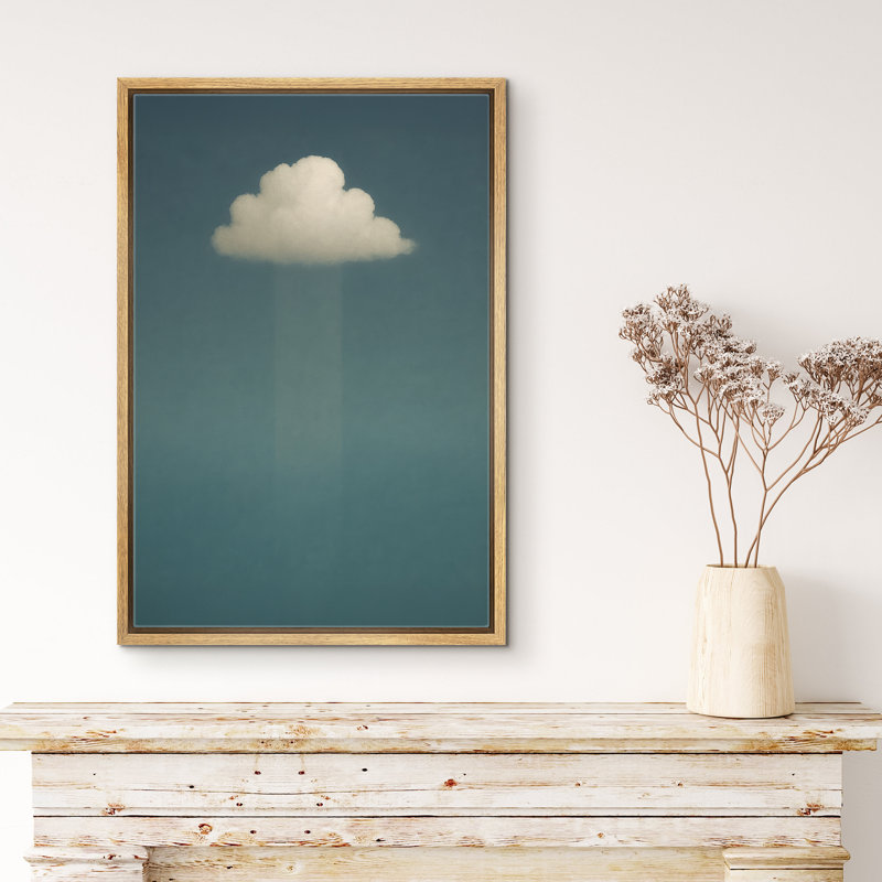 Nuage minimal sur fond bleu, décoration murale moderne, impression sur toile encadrée, H 36 po x l 24 po x P 1,5 po