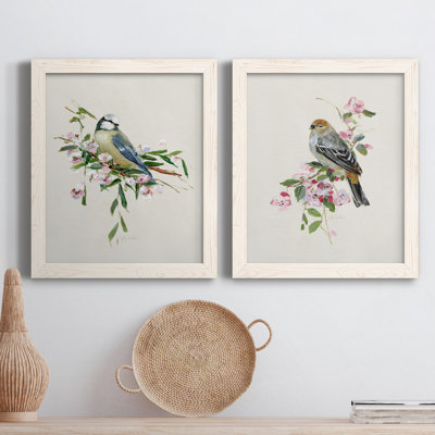 «Spring Song Blue Bird», ensemble de 2 peintures sur toile encadrées