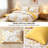 Reversible Yellow Botanical King Quilt Set, Leaf Pattern Bedspread Coverlet-132919129