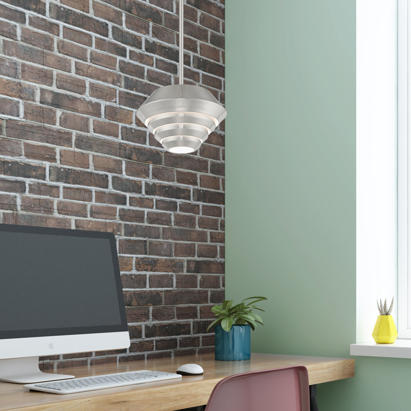 Luminaire suspendu en dome à 1 lumière, Nickel brossé