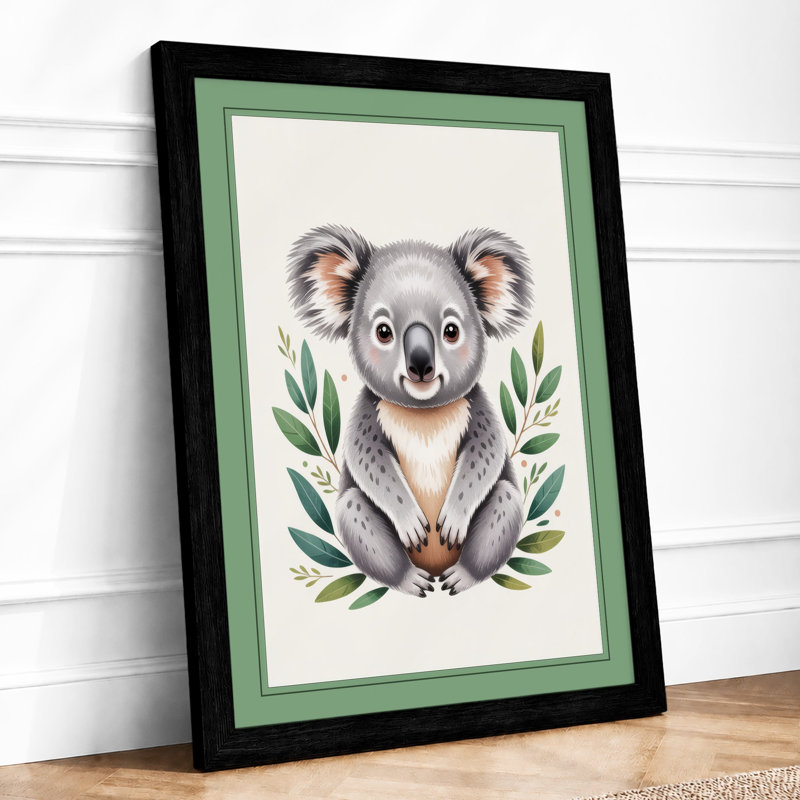 Koala Among Eucalyptus Botanical - Framed Print, A1 - 84.1 x 59.4 cm, Black