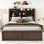 Lit plateforme pleine grandeur avec tablettes coulissantes, lit gigogne simple et 2 tiroirs, espresso-1843563688