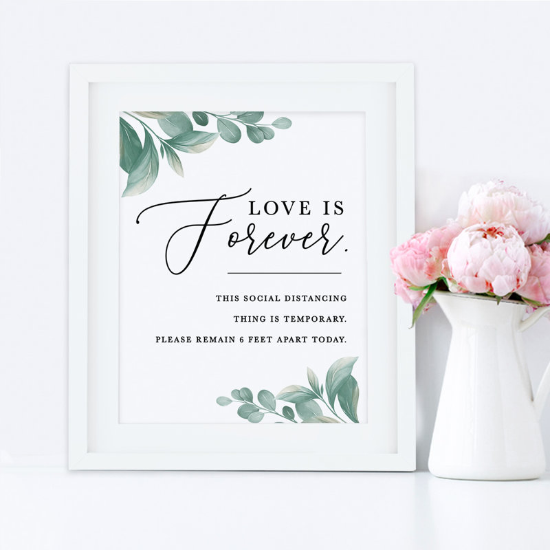 Affiche de table en forme de verdure « Love is Forever »