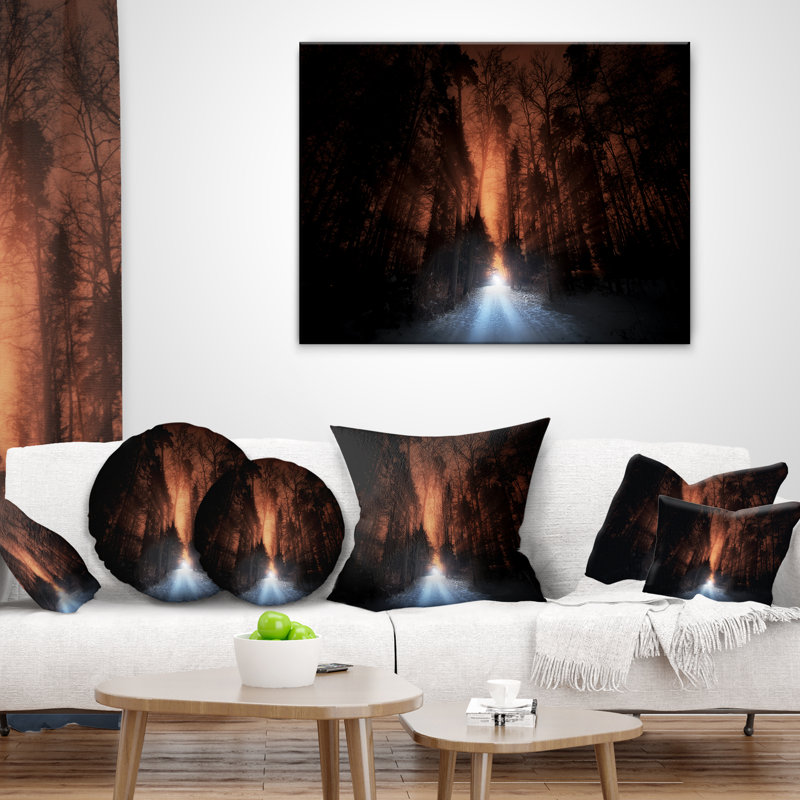 Pittoresque forêt d'automne - Coussin imprimé forêt, 16 po x 1 po, Coussin décoratif
