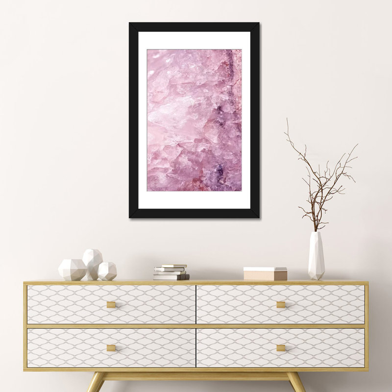 «Rose Quartz», impression sur toile, H 24 po x l 16 po x P 1 po, Papier d'art encadré noir, Blanc