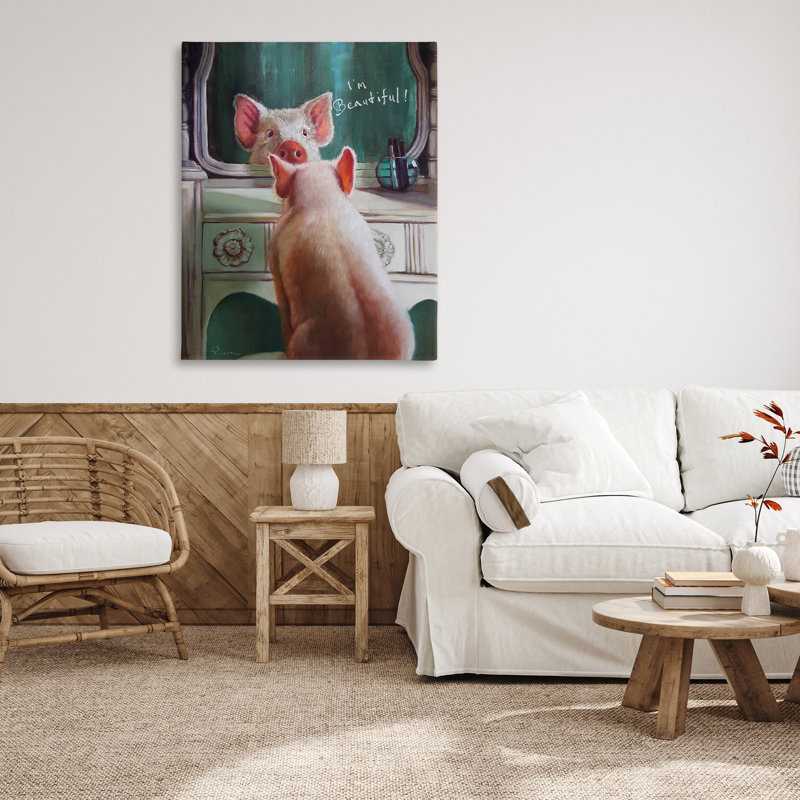 «I'm Beautiful Pig in Mirror Illustration», impression, H 48 po x l 36 po