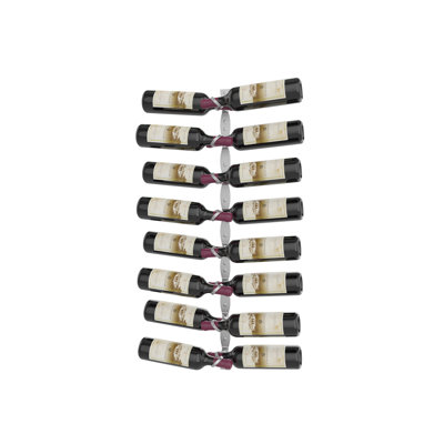 Lleucu 16-Bottle Helical Wall-Mounted Metal Wine Rack Kit in Cool Gray - 40" tall, Dual Depth