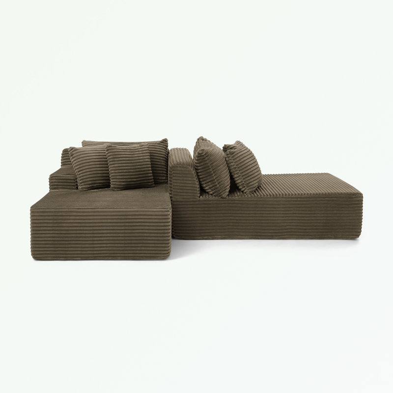 Canapé avec coussin moelleux et coussins, Brun