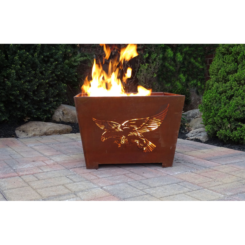 Hoschton Rectangle Steel Wood Burning Fire Pit